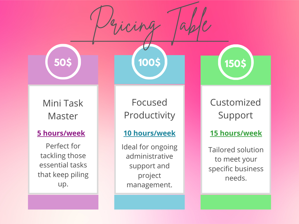 Blue & Red Pricing Table Comparison Chart Graph